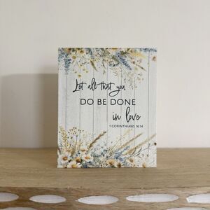 Mini Wood Floral Corinthians Bible Verse Sign Inspirational Home Decor
